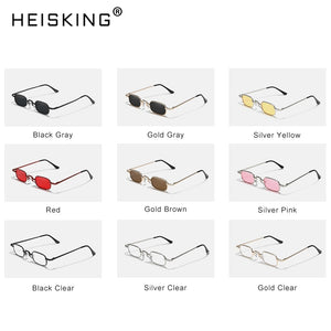 HEISKING Retro Small Square Metal Steampunk Sunglasses Women Men Glasses Vintage Female  Alloy Frame Eyewear