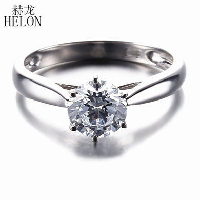 1CT Moissanite Ring Solid 14K White Gold Round 6.5mm Test Positive Lab Grown Moissanite Engagement Ring Women Jewelry