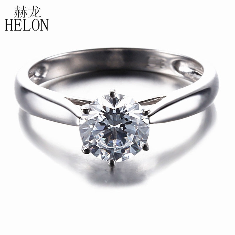1CT Moissanite Ring Solid 14K White Gold Round 6.5mm Test Positive Lab Grown Moissanite Engagement Ring Women Jewelry