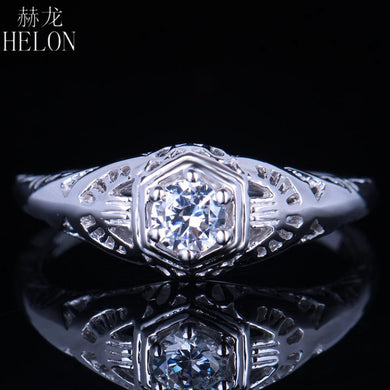4mm Round Flawless Genuine Moissanites Diamond Solid 14K White Gold Engagement Wedding Women Jewelry Vintage Party Ring
