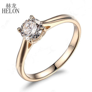 6.5mm Round Moissanite Ring Solid 10KT Yellow Gold Engagement Ring 1CT Test Positive Moissanites Diamond Wedding Jewelry