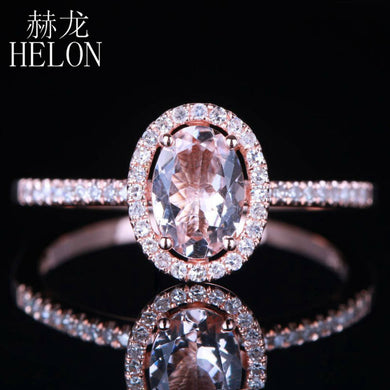 Dreamlike Morganite 5X7mm Oval Shape Solid 14K Rose Gold Engagement Pave 0.18ct Genuine Diamonds Wedding Fine Jewelry Ring