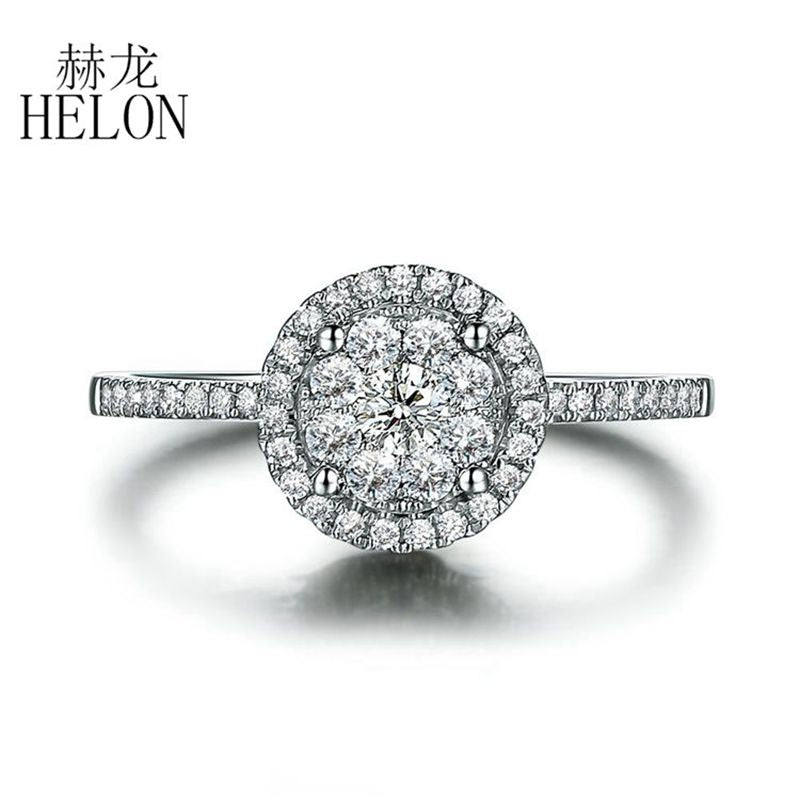 Loving! Solid 18K White Gold 6.5mm Diameter SI/H Full Cut Natural Diamonds Women's Engagement Wedding Party Gif Fine Ring