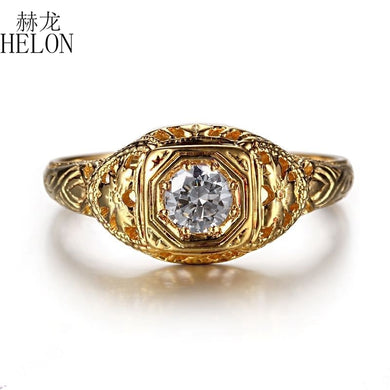 Solid 10K Yellow Gold Lab Grown Diamond Engagement Ring 0.3CT Moissanites Vintage Classic Wedding Ring Jewelry Women Gift