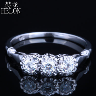 Solid 10k White Gold Jewelry 0.3ct Genuine Moissanites Diamond Ring Engagement Wedding Exquisite Women Three Stone Ring