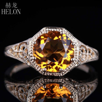 Solid 14K Yellow Gold Flawless 1.5 Carat Citrine Engagement Wedding Ring For Women Party Gift Vintage Antique Fine Jewelry