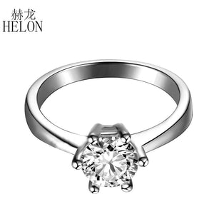 Solid 14k White 0.5ct Round Lab Grown Diamond Engagement Wedding Ring Test Positive Moissanites Ladies Ring Fine Jewelry