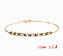 Carica l'immagine nel visualizzatore di Gallery, Bracciale in oro giallo massiccio 18 carati 750 rotondo SI / H 0,35 ct Bracciale con zaffiro e diamanti naturali genuini al 100% per le donne Gioielleria raffinata alla moda 