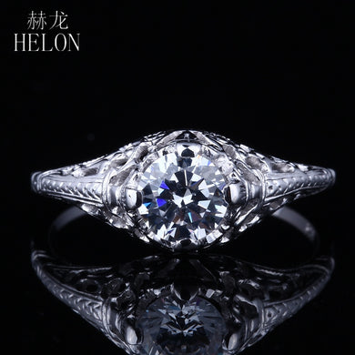 Sterling Silver 925 Round Cut 5.5mm 0.6ct Moissanites Diamond Engagement Fine Ring Women Vintage Antique Wedding Jewelry