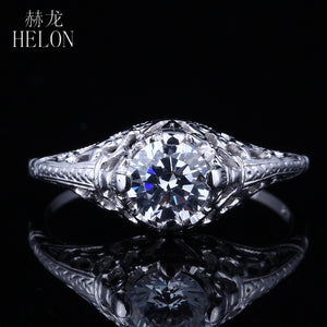 Sterling Silver 925 Round Cut 5.5mm 0.6ct Moissanites Diamond Engagement Fine Ring Women Vintage Antique Wedding Jewelry
