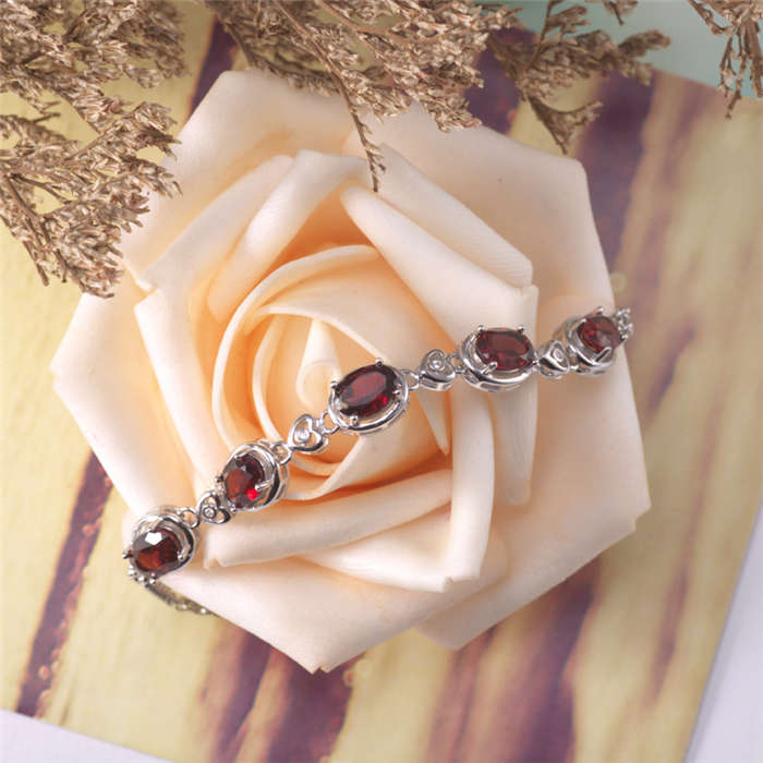 HENGYU Braccialetti a catena in argento sterling 925 per donna Pietra preziosa Gioielleria raffinata Bracciale in argento Collana da donna Regalo di nascita Z0008 
