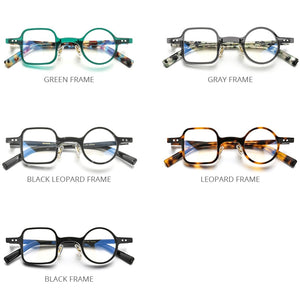 HEPIDEM Acetate Glasses Frame Men 2022 Retro Vintage Left Square Right Round Eyeglasses Myopia Optical Spectacles Eyewear 9155