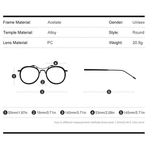 HEPIDEM Acetate Glasses Frame Men Round Prescription Eyeglasses Women Oversized Optical Spectacles Browne Eyewear 815