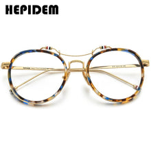 Load image into Gallery viewer, HEPIDEM Acetate Glasses Frame Men Round Prescription Eyeglasses Women Oversized Optical Spectacles Browne Eyewear 815