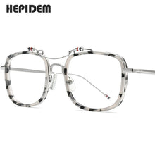 Load image into Gallery viewer, HEPIDEM Acetate Glasses Frame Men Square Prescription Eyeglasses Brown Women Oversized Optical Spectacles Eyewear 50247
