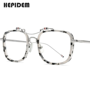 HEPIDEM Acetate Glasses Frame Men Square Prescription Eyeglasses Brown Women Oversized Optical Spectacles Eyewear 50247