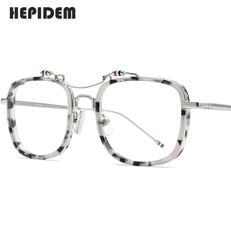 HEPIDEM Acetate Glasses Frame Men Square Prescription Eyeglasses Brown Women Oversized Optical Spectacles Eyewear 50247