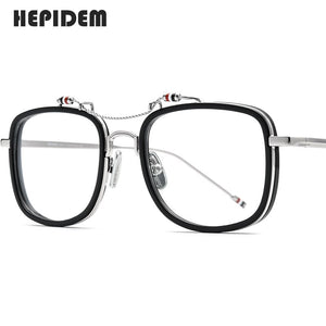 HEPIDEM Acetate Glasses Frame Men Square Prescription Eyeglasses Brown Women Oversized Optical Spectacles Eyewear 50247
