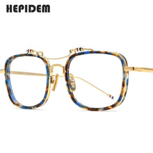 Load image into Gallery viewer, HEPIDEM Acetate Glasses Frame Men Square Prescription Eyeglasses Brown Women Oversized Optical Spectacles Eyewear 50247