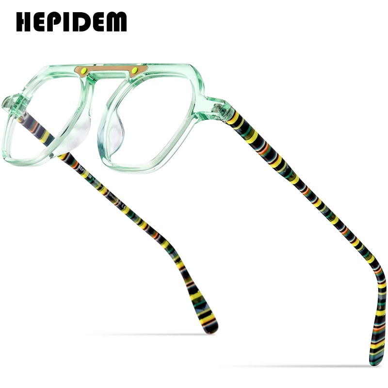 HEPIDEM Acetate Glasses Frame Men Vintage Retro Square Eyeglasses Women 2023 Optical Prescription Spectacles Myopia Eyewear 9174