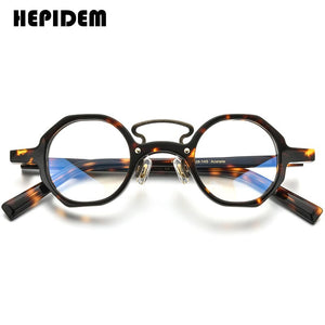 HEPIDEM Acetate Optical Glasses Frame Men 2023 Retro Vintage Round Eyeglasses Myopia Prescription Spectacles Eyewear 9153