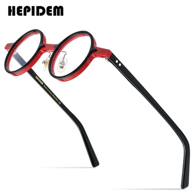 HEPIDEM Acetate Optical Glasses Frame Men 2023 Retro Vintage Small Round Eyeglasses Myopia Prescription Spectacles Eyewear 9157