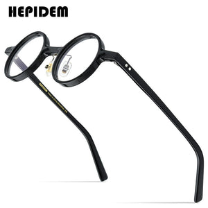 HEPIDEM Acetate Optical Glasses Frame Men 2023 Retro Vintage Small Round Eyeglasses Myopia Prescription Spectacles Eyewear 9157