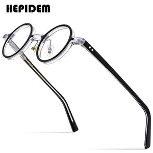HEPIDEM Acetate Optical Glasses Frame Men 2023 Retro Vintage Small Round Eyeglasses Myopia Prescription Spectacles Eyewear 9157