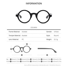 Load image into Gallery viewer, HEPIDEM Acetate Optical Glasses Frame Men Retro Vintage Round Prescription Eyeglasses Nerd Women Spectacle Myopia Eyewear ZOLMAN