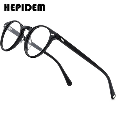 HEPIDEM Acetate Optical Glasses Frame Men Retro Vintage Round Prescription Eyeglasses Nerd Women Spectacles Myopia Eyewear 9108