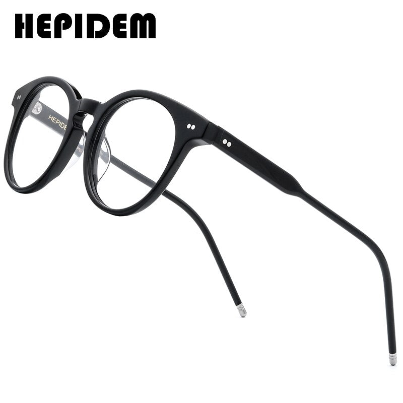 HEPIDEM Acetate Optical Glasses Frame Women 2023 Vintage Round Eyeglasses Men Myopia Prescription Spectacles Eyewear 9127