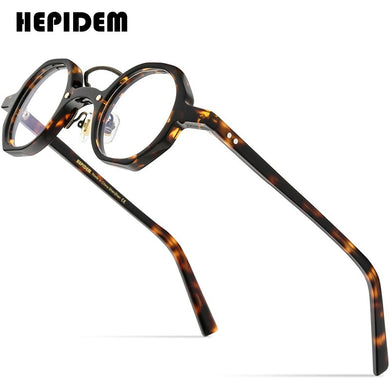 HEPIDEM Acetate Optical Glasses Men 2022  Retro Vintage Round Eyeglasses Frame Myopia Prescription Spectacles Eyewear 9153