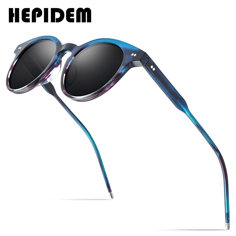 HEPIDEM Acetate Polarized Sunglasses Women 2023 Brand Designer  Retro Vintage Round Sun Glasses for Men 9127 fonex