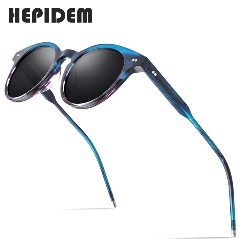 HEPIDEM Acetate Polarized Sunglasses Women 2023 Brand Designer  Retro Vintage Round Sun Glasses for Men 9127 fonex
