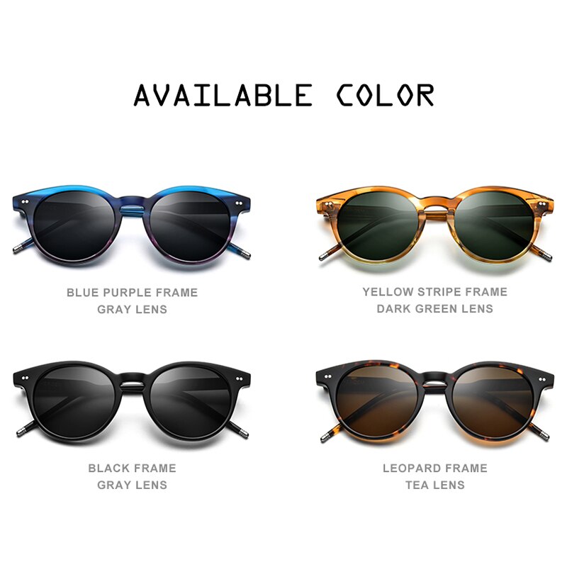 HEPIDEM Acetate Polarized Sunglasses Women 2023 Brand Designer  Retro Vintage Round Sun Glasses for Men 9127 fonex
