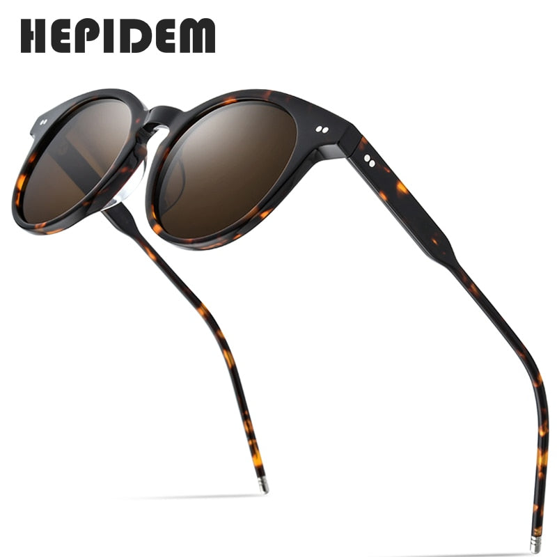 HEPIDEM Acetate Polarized Sunglasses Women 2023 Brand Designer  Retro Vintage Round Sun Glasses for Men 9127 fonex