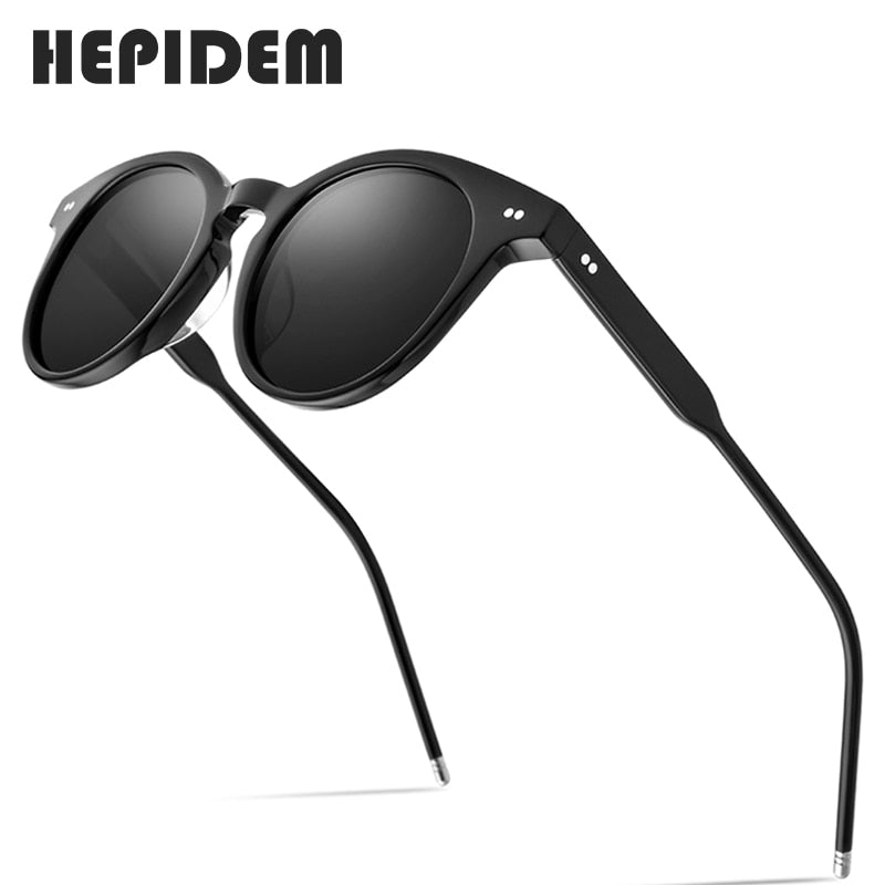 HEPIDEM Acetate Polarized Sunglasses Women 2023 Brand Designer  Retro Vintage Round Sun Glasses for Men 9127 fonex