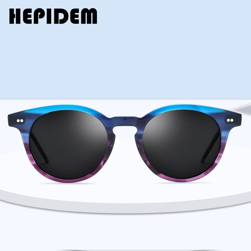 HEPIDEM Acetate Polarized Sunglasses Women 2023 Brand Designer  Retro Vintage Round Sun Glasses for Men 9127 fonex