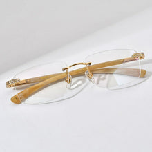 Load image into Gallery viewer, HEPIDEM Buffalo Horn Glasses Men 2022  Square  Diamonds Sumptuous Buffs Rimless Eyeglasses Frame Women 0022