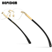 Load image into Gallery viewer, HEPIDEM Buffalo Horn Glasses Men 2022  Square  Diamonds Sumptuous Buffs Rimless Eyeglasses Frame Women 0022