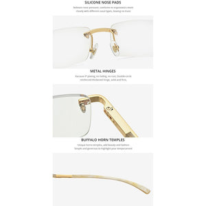 HEPIDEM Buffalo Horn Glasses Men 2022  Square  Diamonds Sumptuous Buffs Rimless Eyeglasses Frame Women 0022