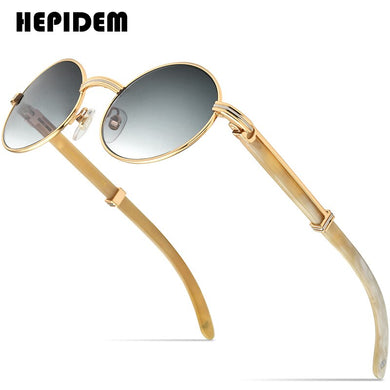 HEPIDEM Buffs Glasses Frame Men Round Sunglasses  Sumptuous Oval Eyewear Eyeglasses Buffalo Horn Glasses 7550178