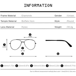 HEPIDEM  Men Round Buffs Sunglasses  Diamond Sumptuous Sun Glasses for Women Buffalo Horn Glasses 7550179