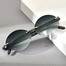 Load image into Gallery viewer, HEPIDEM Rimless Buffs Sunglasses  Men Round Sunglass   Buffalo Horn Sun Glasses 3524012