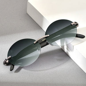 HEPIDEM Rimless Buffs Sunglasses  Men Round Sunglass   Buffalo Horn Sun Glasses 3524012