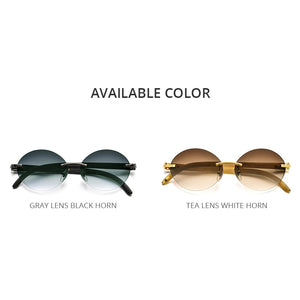 HEPIDEM Rimless Buffs Sunglasses  Men Round Sunglass   Buffalo Horn Sun Glasses 3524012