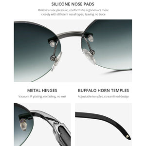 HEPIDEM Rimless Buffs Sunglasses  Men Round Sunglass   Buffalo Horn Sun Glasses 3524012