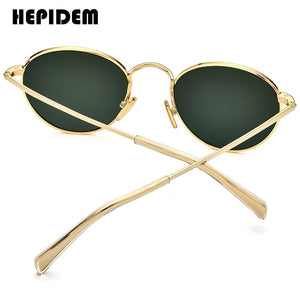 HEPIDEM Round Sunglasses Women 2023  Brand Alloy Sun Glasses for Men with UV400 Green Glass Lens 50256