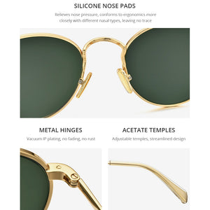 HEPIDEM Round Sunglasses Women 2023  Brand Alloy Sun Glasses for Men with UV400 Green Glass Lens 50256