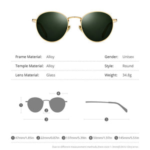 HEPIDEM UV400 Green Glass Lens Sunglasses Women 2023  Brand Designer Alloy Round Sun Glasses for Men 50256